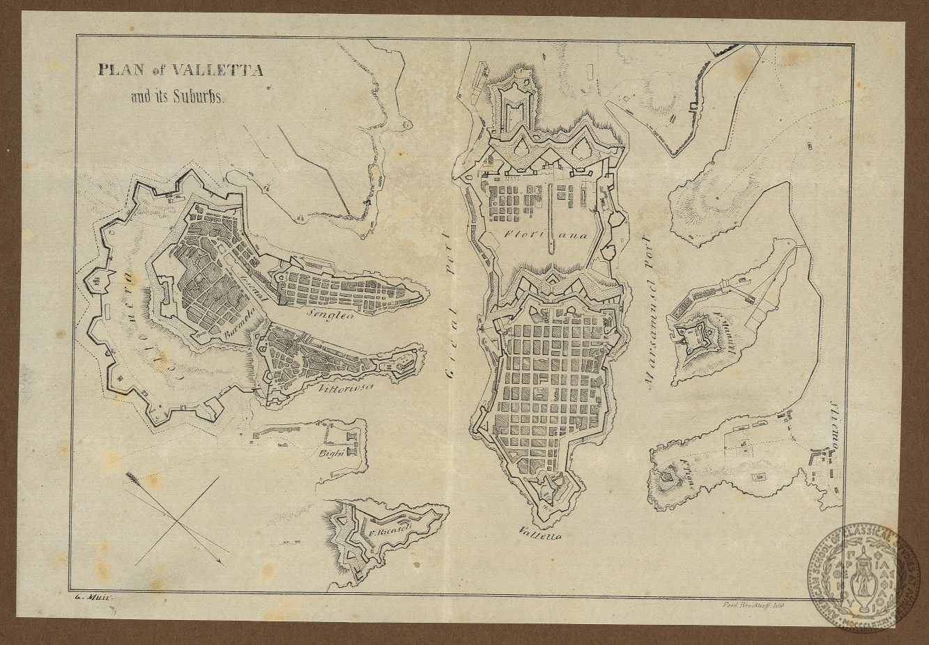 Plan of Valletta [sic] and its suburbs.